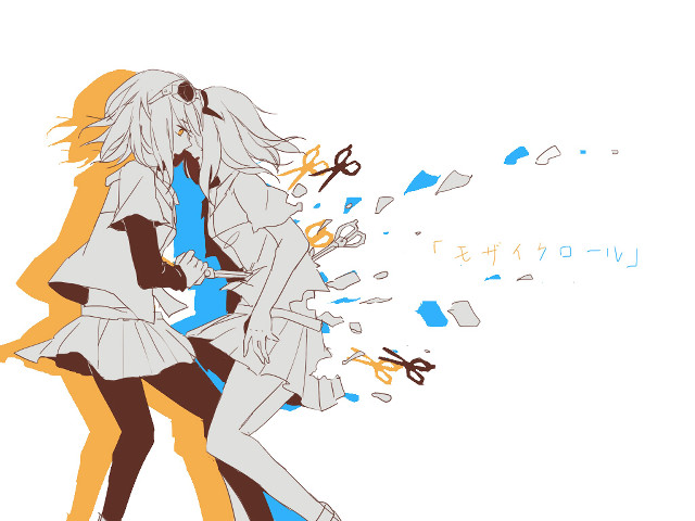 Anime couple holding scissors sign free wallpaper for desktop - medium preview image