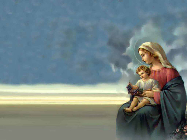 Woman child bird lap painting free wallpaper for desktop - medium preview image