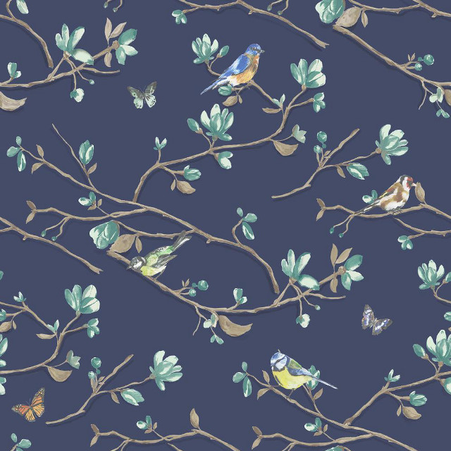 Blue background branch birds leaves free wallpaper for tablet - medium preview image