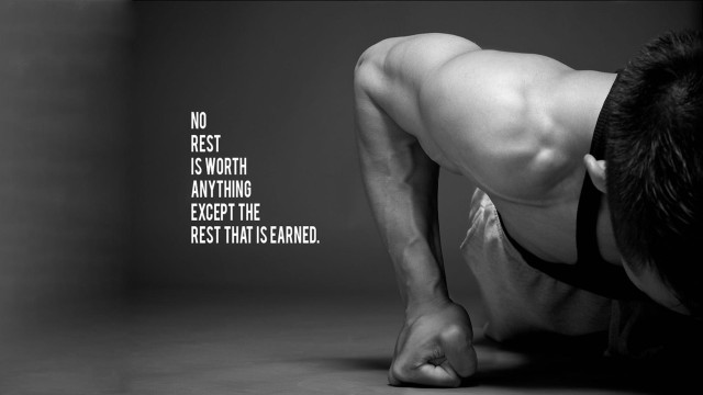 Muscular inspirational pushup quote monochrome free wallpaper for desktop - medium preview image