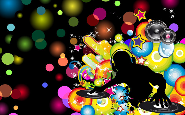 Colorful dj music instrument bubbles free wallpaper for desktop - medium preview image