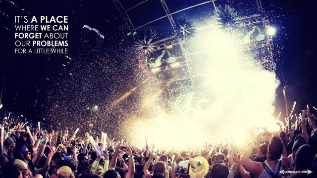 Crowd concert confetti quote celebration free wallpaper for desktop - medium preview image