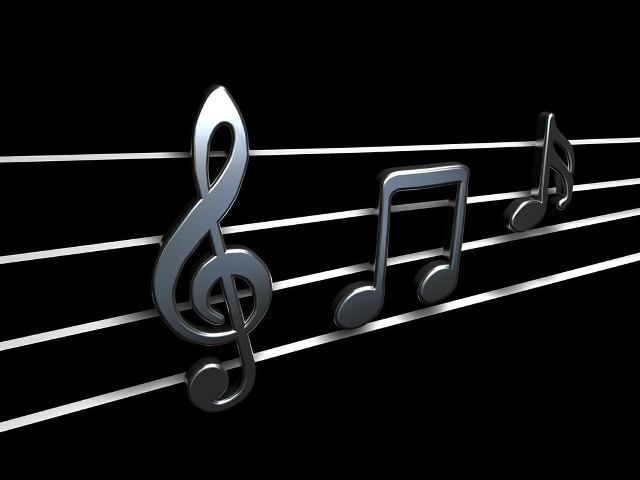 Musical notes treble black background free wallpaper for desktop - medium preview image