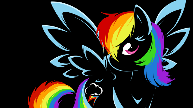 Rainbow colored pony black background free wallpaper for desktop - medium preview image