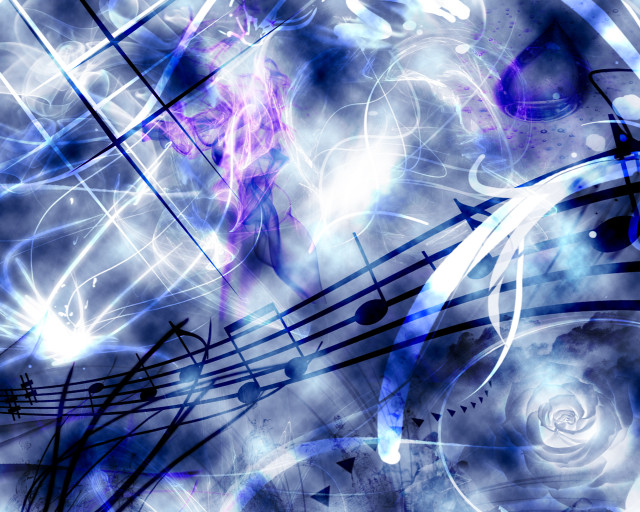 Blue white abstract music notes free wallpaper for desktop - medium preview image