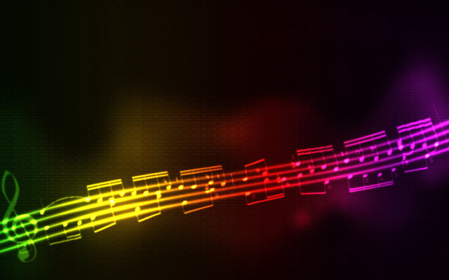 Colorful music note black background free wallpaper for desktop - medium preview image