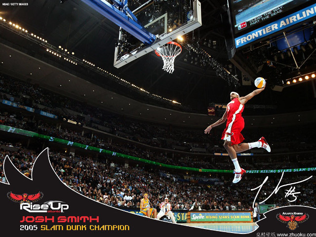 Man jumping dunk basketball stadium #2 free wallpaper for desktop - medium preview image