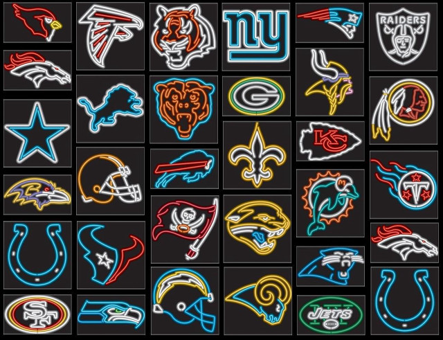 Nfl neon signs group logos free wallpaper for desktop - medium preview image