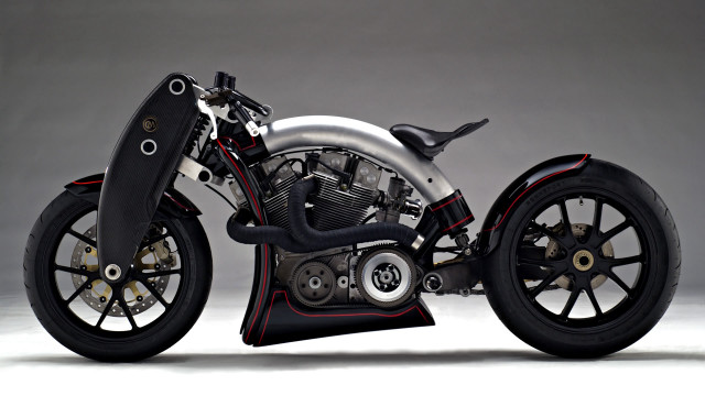 Motorcycle cyberpunk silver black red free wallpaper for desktop - medium preview image