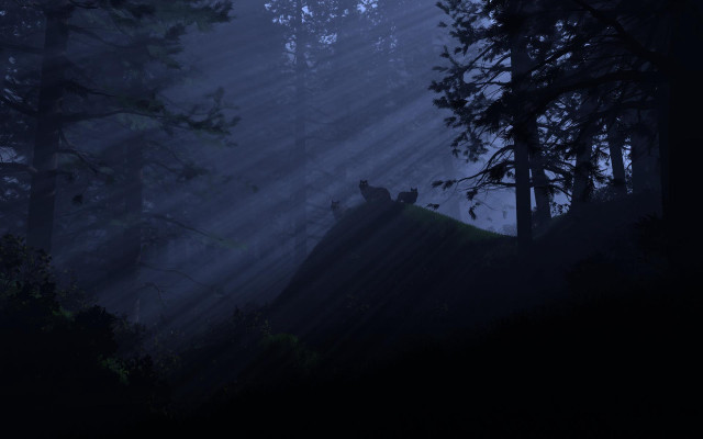 Deer dark forest sunlight foggy #2 free wallpaper for desktop - medium preview image