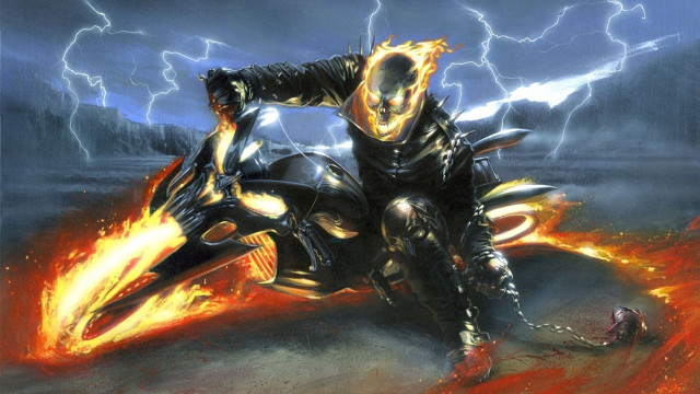 Man motorcycle fire ice lightning free wallpaper for desktop - medium preview image