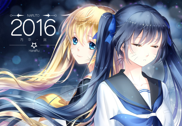 Anime girls long hair blue #39 free wallpaper for desktop - medium preview image