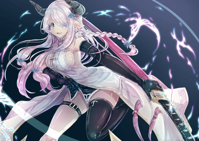 Woman sword hat lightning circle free wallpaper for desktop - medium preview image
