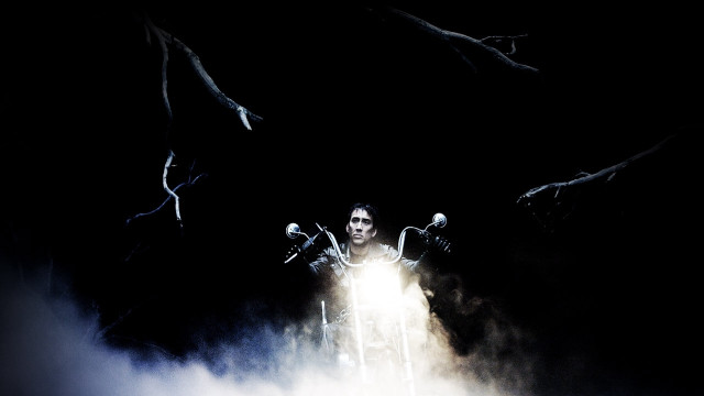 Man motorcycle dark forest fog free wallpaper for desktop - medium preview image