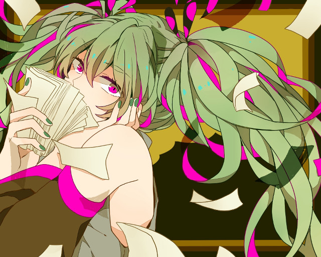 Green hair woman book pink free wallpaper for desktop - medium preview image