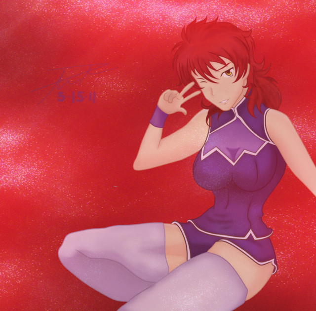 Purple outfit red background anime free wallpaper for tablet - medium preview image