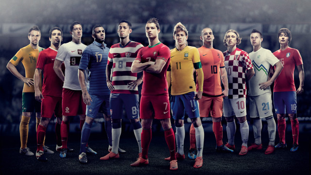 Soccer players line stadium flag free wallpaper for desktop - medium preview image