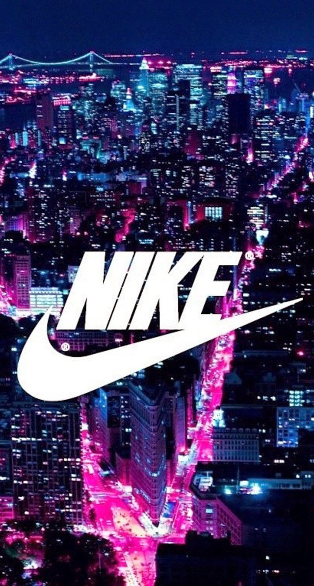 City skyline nike logo night free wallpaper for mobile - medium preview image