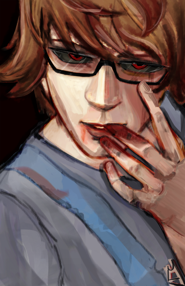 Man glasses hand chin digital free wallpaper for mobile - medium preview image