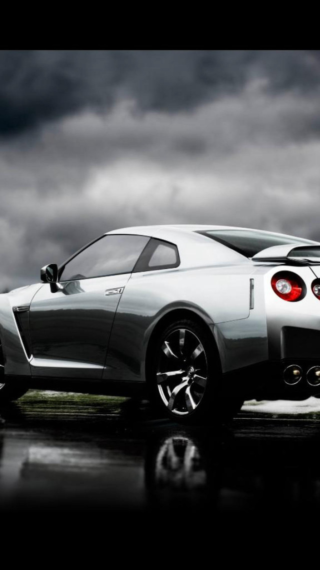 White sports car wet road #2 free wallpaper for mobile - medium preview image