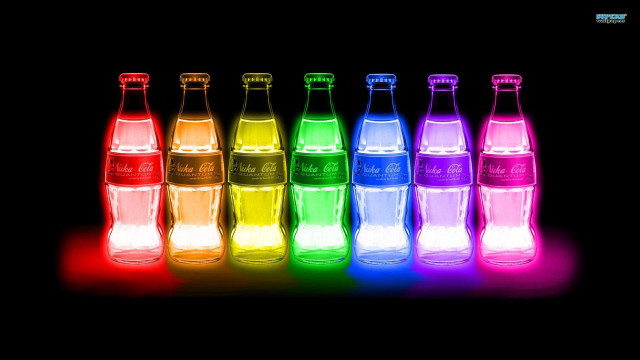 Soda bottles rainbow light dark free wallpaper for desktop - medium preview image