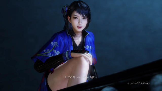Woman blue kimono piano dark free wallpaper for desktop - medium preview image