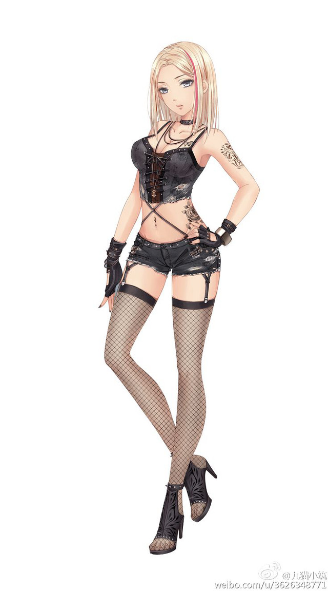 Woman black outfit stockings tattoo free wallpaper for mobile - medium preview image