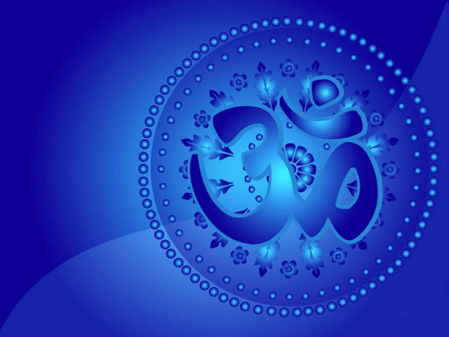 Blue om shant circular design free wallpaper for desktop - medium preview image