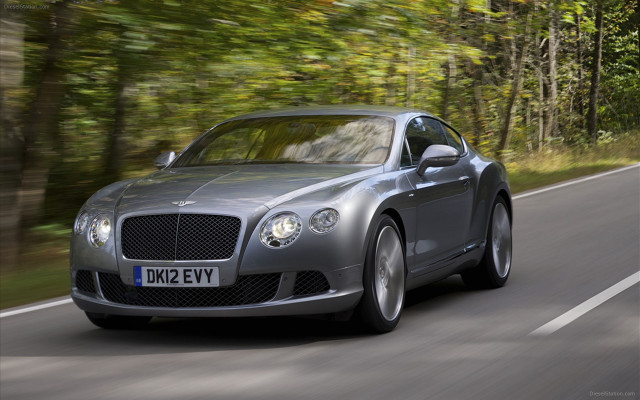 Silver bentley driving road trees free wallpaper for desktop - medium preview image