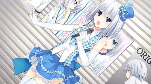 Anime girls microphone sign background free wallpaper for desktop - medium preview image