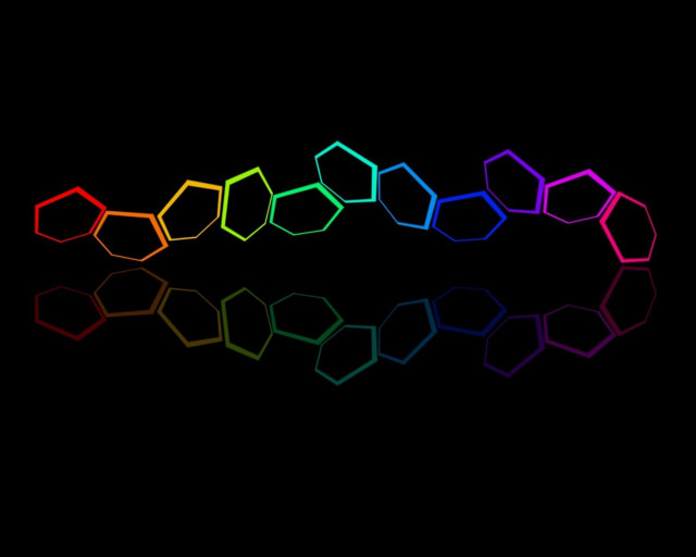 Rainbow hexagonal object black background free wallpaper for desktop - medium preview image