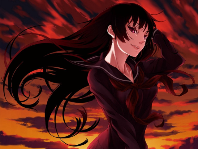 Woman long hair sunset clouds free wallpaper for desktop - medium preview image