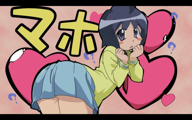 Cartoon girl heart object japanese free wallpaper for desktop - medium preview image