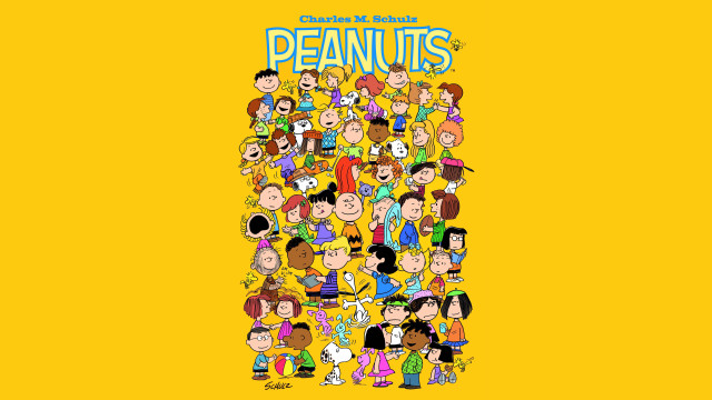 Cartoon people standing together peanuts free wallpaper for desktop - medium preview image