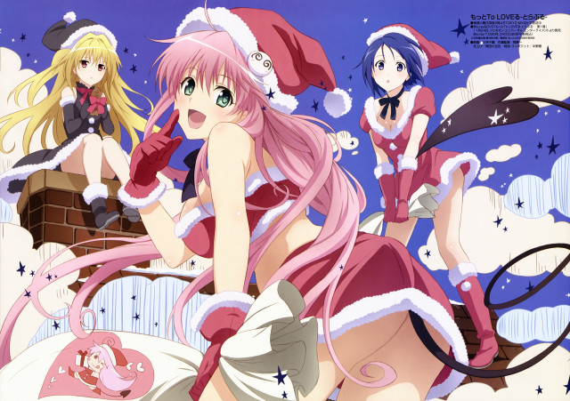 Anime girls christmas outfits hats #2 free wallpaper for desktop - medium preview image