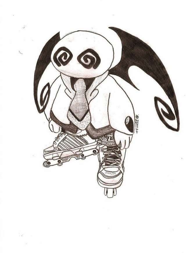 Person skateboard penguin air drawing free wallpaper for mobile - medium preview image