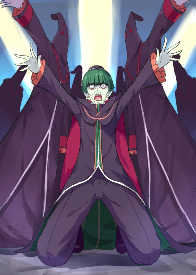 Man green hair purple suit free wallpaper for mobile - medium preview image