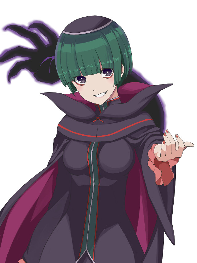 Ayako green hair cape pointing free wallpaper for mobile - medium preview image