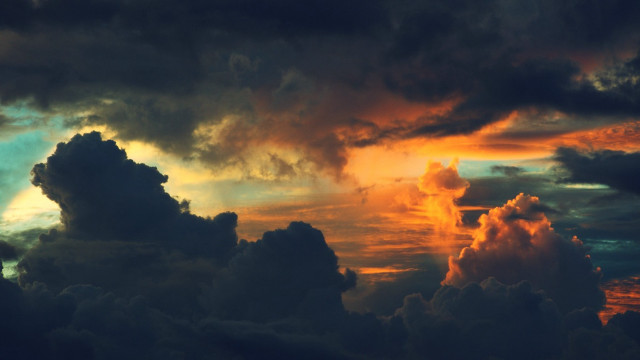 Colorful sky clouds plane sun free wallpaper for desktop - medium preview image