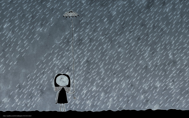 Little girl kite rain drawing free wallpaper for desktop - medium preview image