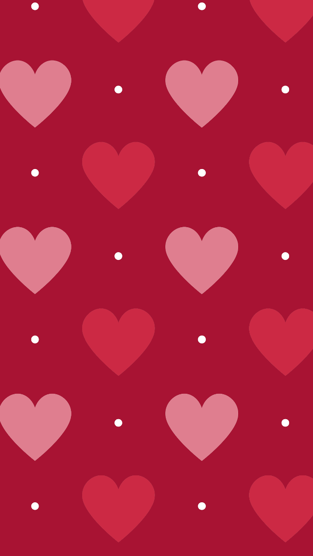 Red background hearts dots pattern free wallpaper for mobile - medium preview image