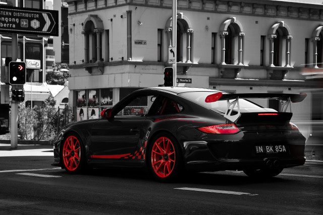 Black white car red rims #3 free wallpaper for desktop - medium preview image