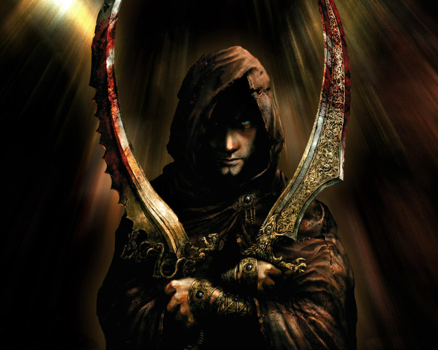Man hooded outfit large sword free wallpaper for desktop - medium preview image
