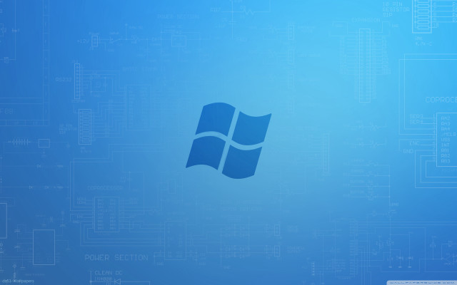 Blue background computer logo side free wallpaper for desktop - medium preview image