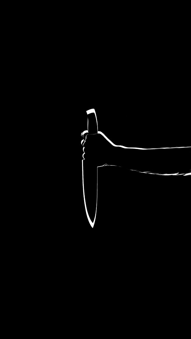 Black white photo person knife #2 free wallpaper for mobile - medium preview image