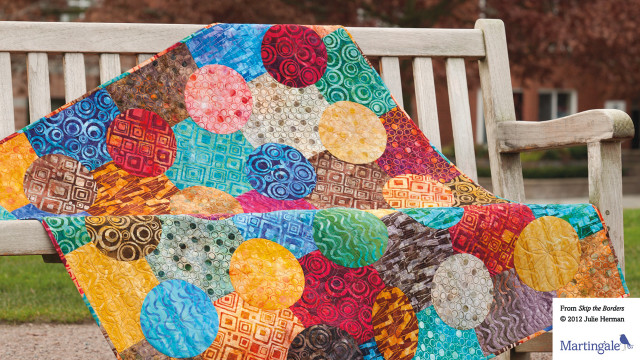 Colorful quilt wooden bench park free wallpaper for desktop - medium preview image