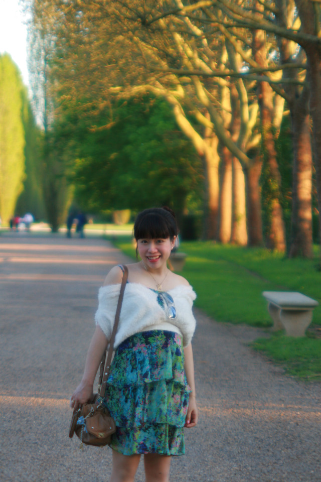 Woman standing road purse trees free wallpaper for mobile - medium preview image