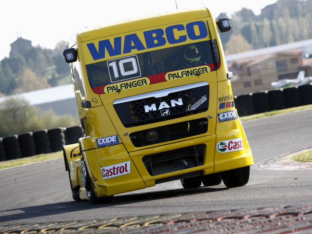 Yellow truck race track man free wallpaper for desktop - medium preview image