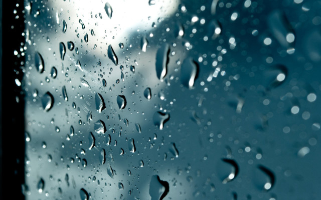 Window raindrops building blue sky free wallpaper for desktop - medium preview image