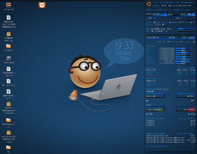 Cartoon character laptop blue background free wallpaper for desktop - medium preview image